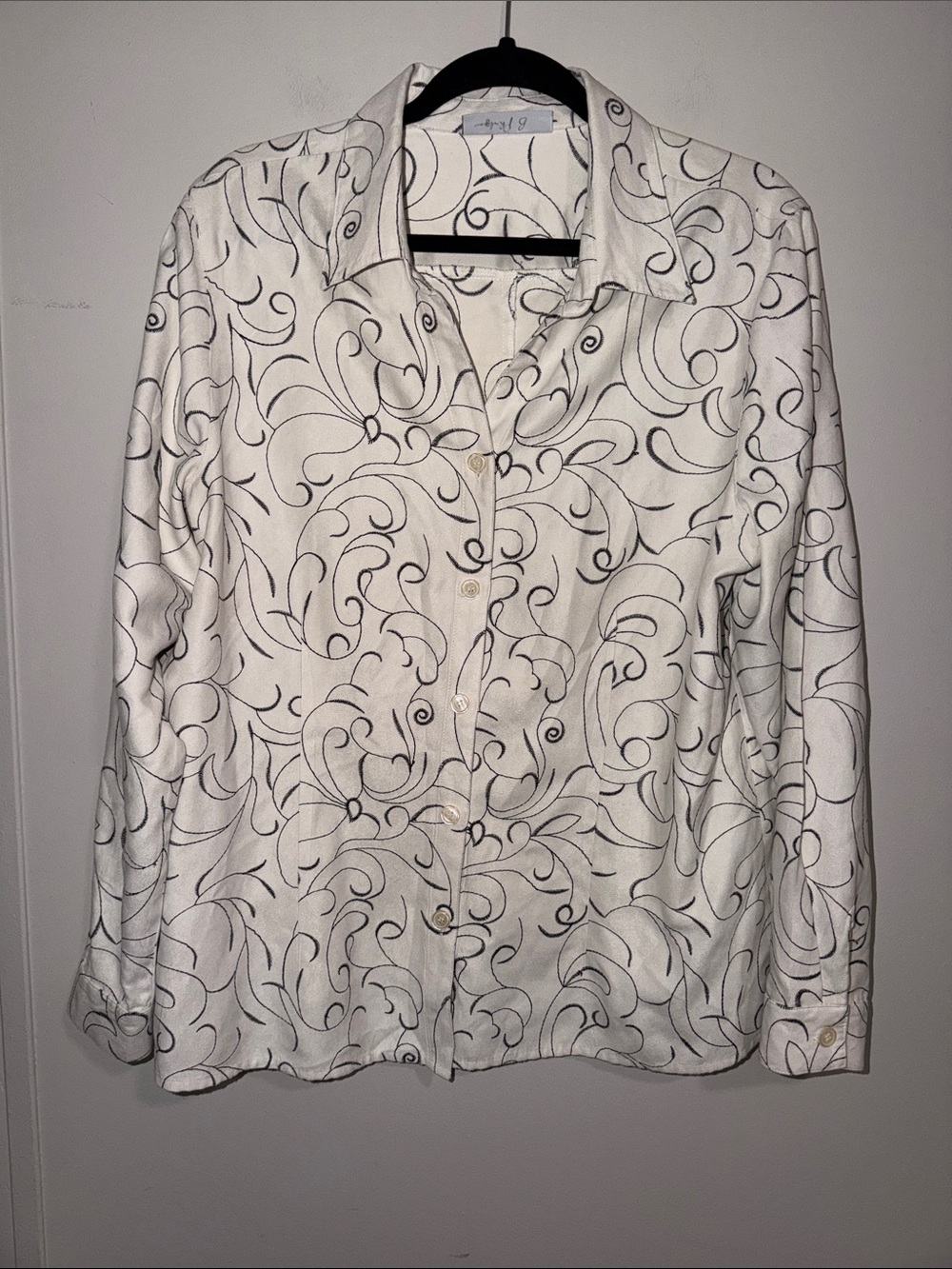 Sag Harbor White Button-Up Jacket with Black Swirl Print